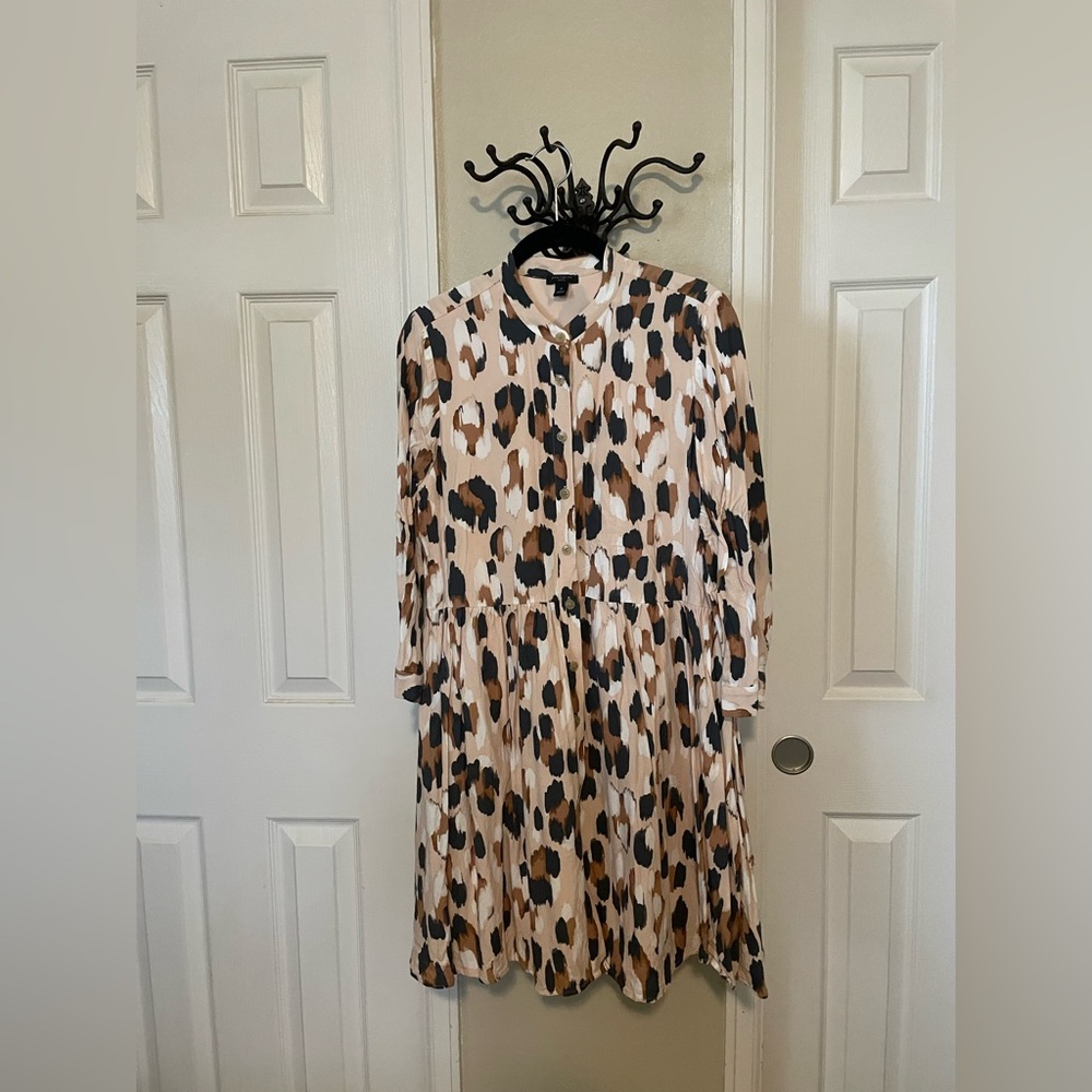 Ann Taylor Animal Print Long Sleeve Dress